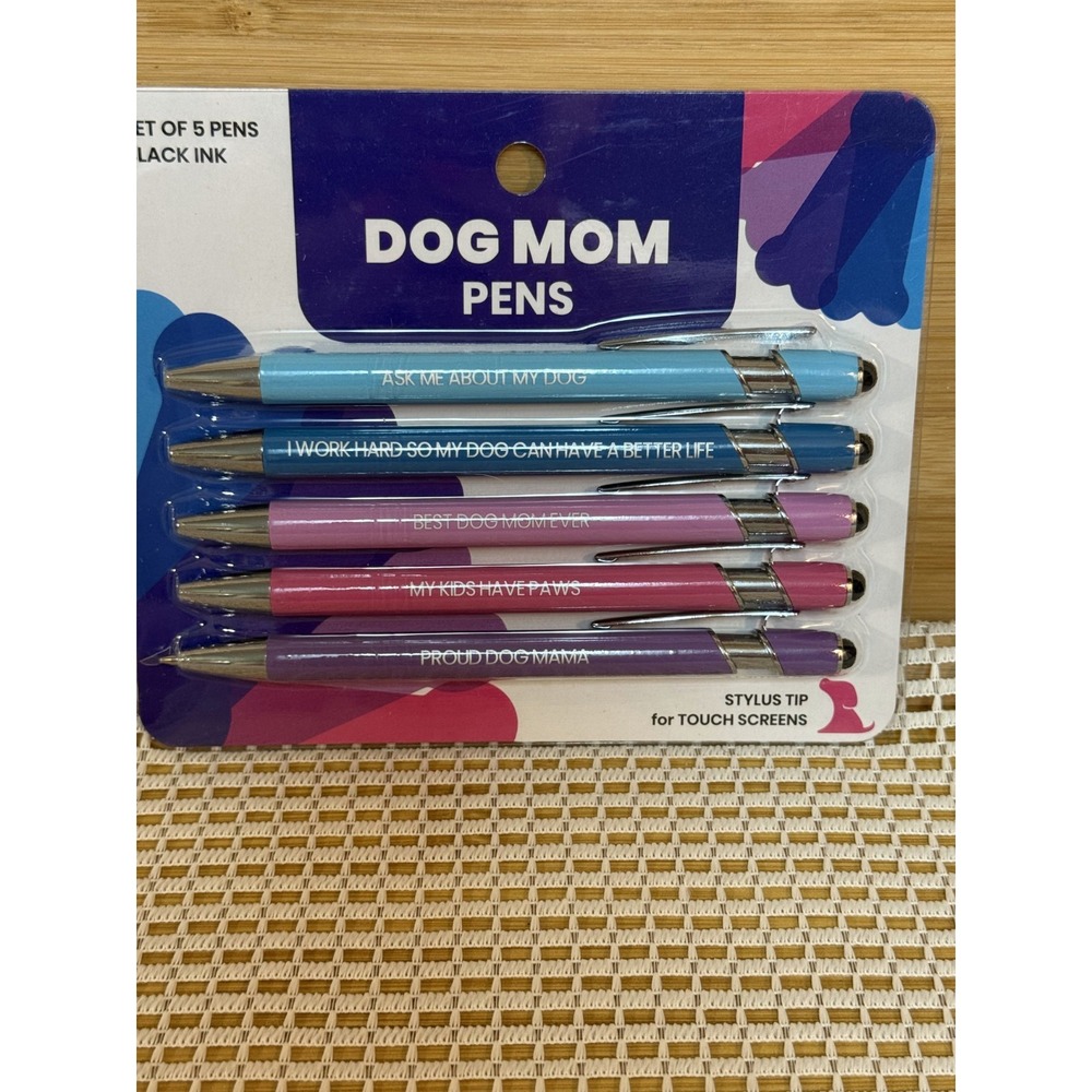 Rubyloo Funny Dog Mom Stylus Pen Black Ink Office Novelty Ballpoint Gift Set